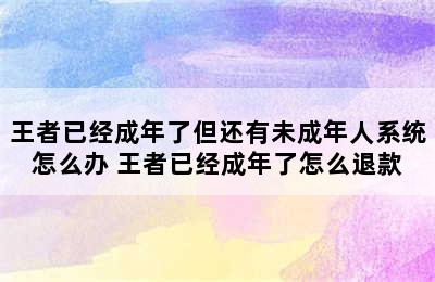 王者已经成年了但还有未成年人系统怎么办 王者已经成年了怎么退款